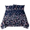 3pcs Dark Blue Floral Bedding Comforter Set Including 1 Comforter Set And 2 Pillowcases Suitable For All Seasons