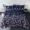 3pcs Dark Blue Floral Bedding Comforter Set Including 1 Comforter Set And 2 Pillowcases Suitable For All Seasons