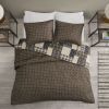 3 Piece Reversible Printed Quilt Set Black/Brown Full/Queen