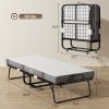 Folding Bed with Mattress for Adults, Single Size, Portable Foldable Bed with Memory Foam Mattress & Steel Frame, White