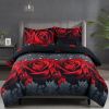 3D Print Red Rose Love All Season Comforter Set