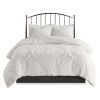 3 Piece Tufted Cotton Chenille Damask Comforter Set