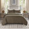 3 Piece Reversible Printed Quilt Set Black/Brown Full/Queen