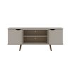 Manhattan Comfort Hampton 62.99 TV Stand with 4 Shelves and Solid Wood Legs in Off White