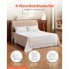 4-Piece Bed Sheet Set - Queen Size, 100% Bamboo Fiber Bedding Set, Cooling, Breathable & Shrink-Resistant Luxury Bed Sheet with Deep Pocket