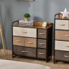 3-Tier Storage Organizer for Bedroom Entryway, 7-Drawer Dresser with Steel Frame for Bedroom, Maple Wood