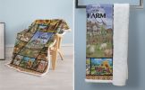 Farm Throw Blanket Cute Farm Animals Pig Cow Horse Sheep Goat Hen Decorative Blanket Life is Better Soft Warm Cozy Plush Throws Blankets