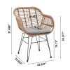 Manhattan Comfort Antibes 1.0 Steel Rattan 3-Piece Patio Conversation Set with Cushions in Grey