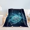 Sea Turtle Blanket Blue Sherpa Fleece Throw Blanket Ocean Plush Blankets Turtle Themed Sherpa Plush Throw Blanket
