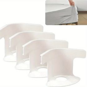 Sheet Grippers for Bed - Strong Locking Clips Keep Fitted Sheets Tight on All Mattress Sizes - Never Come Loose Again (Color: White 4pcs)
