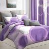 9-Piece Purple Geometric Circle Bedding & Curtain Set (Queen/King/Cal King) - Quilted Microfiber Bedspread + Sheer Curtains