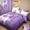 9-Piece Purple Geometric Circle Bedding & Curtain Set (Queen/King/Cal King) - Quilted Microfiber Bedspread + Sheer Curtains