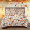 Pumpkin Autumn Leaves Design Quilt Set 3 Pieces All Seasons Bedding Quilt Bed Set with 2 Pillowcases for Kids Teens Adults Bedroom Decor Thanksgi