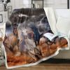 Horse Fleece Throw Blanket Running Horses Sherpa Blanket for Kids Boys Adults Galloping Horse Printed Plush Fuzzy Blanket for Sofa Bed Couch