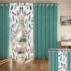 9-Piece Boho Feather Bedding & Curtain Set (Queen/King/Cal King) - Quilted Microfiber Bedspread + Sheer Curtains