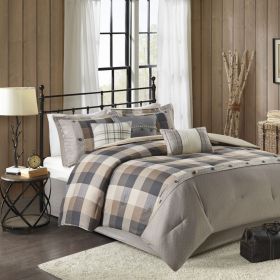 7 Piece Herringbone Comforter Set (Color: as Pic)