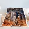 Horse Fleece Throw Blanket Running Horses Sherpa Blanket for Kids Boys Adults Galloping Horse Printed Plush Fuzzy Blanket for Sofa Bed Couch