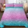 3 pieces Colorful Glitter Bedding Sets for Girls: Soft Microfiber 3D Gradient Blue Pink Green Ombre Bed Duvet Cover