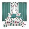 9-Piece Boho Feather Bedding & Curtain Set (Queen/King/Cal King) - Quilted Microfiber Bedspread + Sheer Curtains